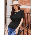 thumbnail image 4 of Weardear Womens Casual T Shirts Dolman Short Sleeve Shirts Boat Neck Ruched Tops Summer Lightweight Tops, 4 of 8