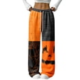 thumbnail image 2 of Hearthz Fleece Pajama Pants Ghost Jack-O Bat Print Pj Bottoms Women Halloween Fall Winter Womens Fluffy Pajama Pants, 2 of 5