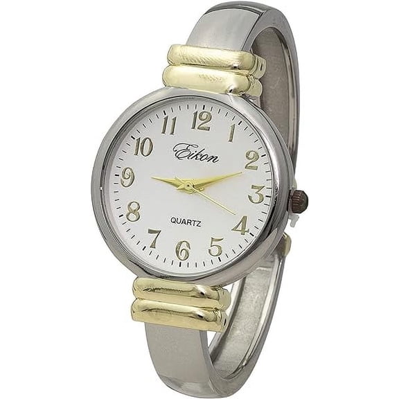 Blekon Collections Women's Quartz 31mm Round Case Multicolor Metal Cuff Bangle Watch