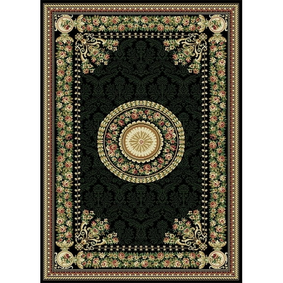 Traditional European 2x8 Runner Black Bordered Floral Old World Area Rug - Actual 1' 9" x 7' 2"