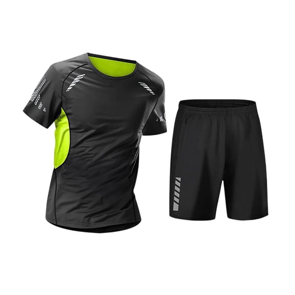 ZToonmas Men's Quick Dry Athletic Tracksuit Short Sleeve T-Shirt and Shorts Set High Elastic Compression Sportswear for Running