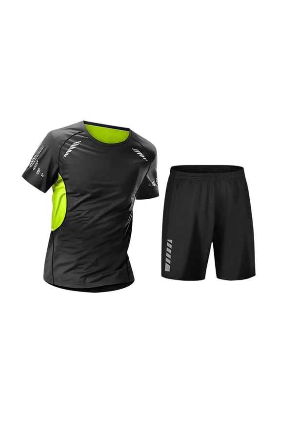 Men's Workout Set Gym Shorts Shirt Athletic Set Gym Clothing Quickly Dry Men Suits High Stretch Training Cycling Running Set