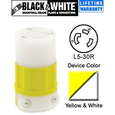 30a 125v Locking Connector - Leviton 2613-CY Connector Locking Blade L5-30R 30A 125V 2P3W Grounding - Yellow-White