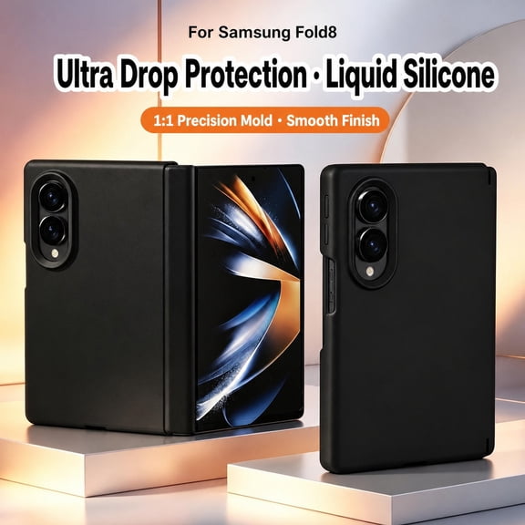 Decase for Samsung Galaxy Z Fold 8 Case, Liquid Silicone Rugged Protective Cover, Anti-Scratch Non-Slip Back Cover, Black