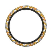 XMXY Car Steering Wheel Cover, Cute Yellow Cat Non-Slip Jeep Truck Universal Elastic Steering Wheel Protector 15 inch