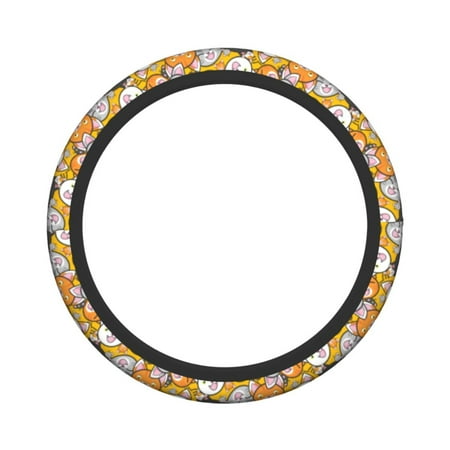 XMXY Car Steering Wheel Cover, Cute Yellow Cat Non-Slip Jeep Truck Universal Elastic Steering Wheel Protector 15 inch