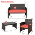 thumbnail image 2 of Patiojoy Ensemble de Meubles de Patio Extérieur 8 Pcs Canapés en Rotin Résistants aux Intempéries avec Coussin Doux Rouge, 2 of 8