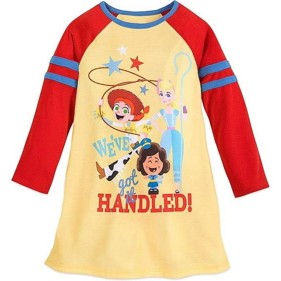 Toy Story 4 Girl's Jessie, Bo Peep, Officer McDimples Nightgown, Nightshirt, Size 5/6