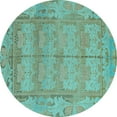 thumbnail image 1 of Ahgly Company Indoor Round Abstract Light Blue Modern Area Rugs, 3' Round, 1 of 4