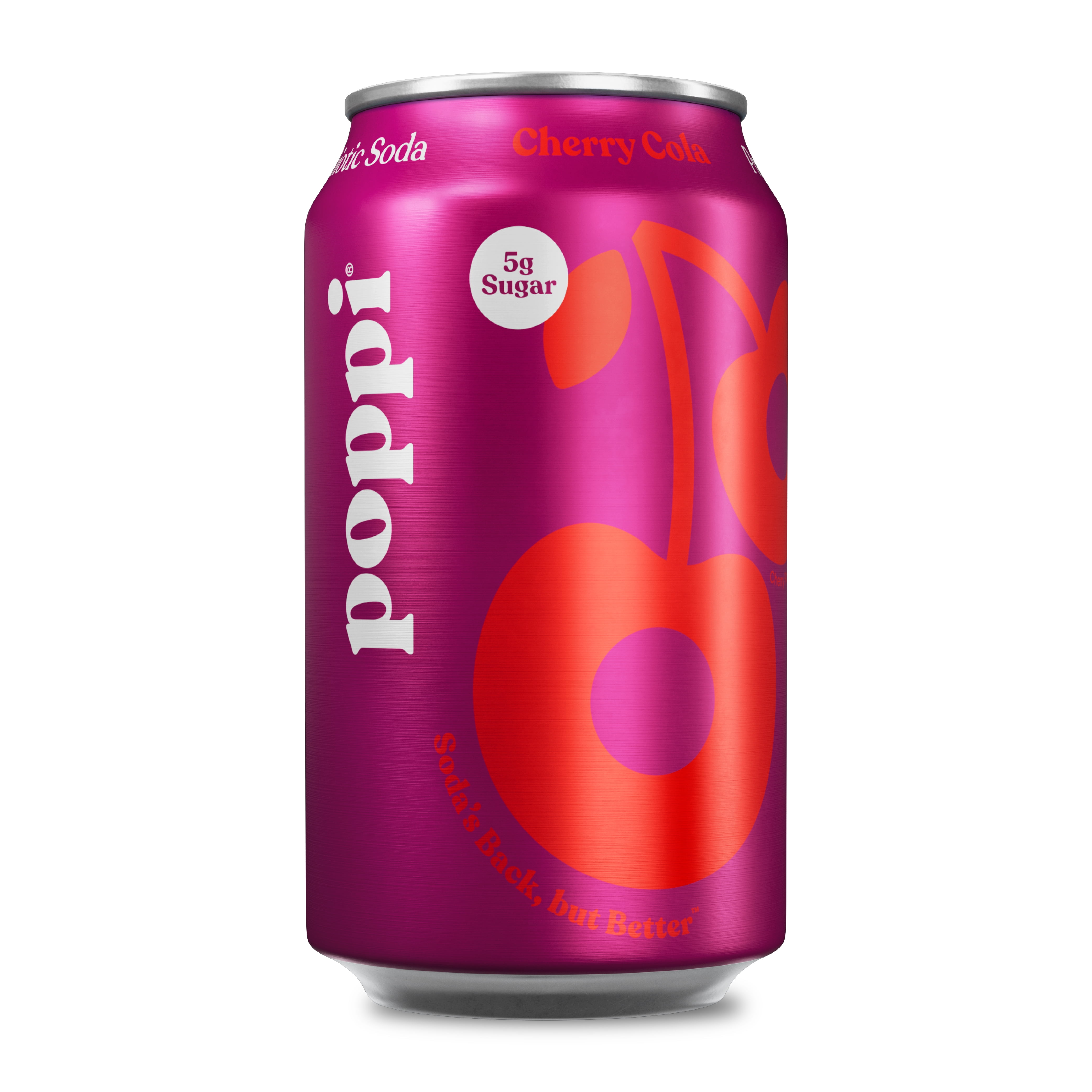 (5 pack) poppi Cherry Cola Prebiotic Soda, 12 fl oz, 1 Pach Can