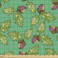 thumbnail image 2 of Forest Fabric by the Yard Upholstery, Graphical Layout of Botanical Jungle Elements Acorns and Oak Leaves, Decorative Fabric for DIY and Home Accents, Sea Green and Multicolor by Ambesonne, 2 of 5