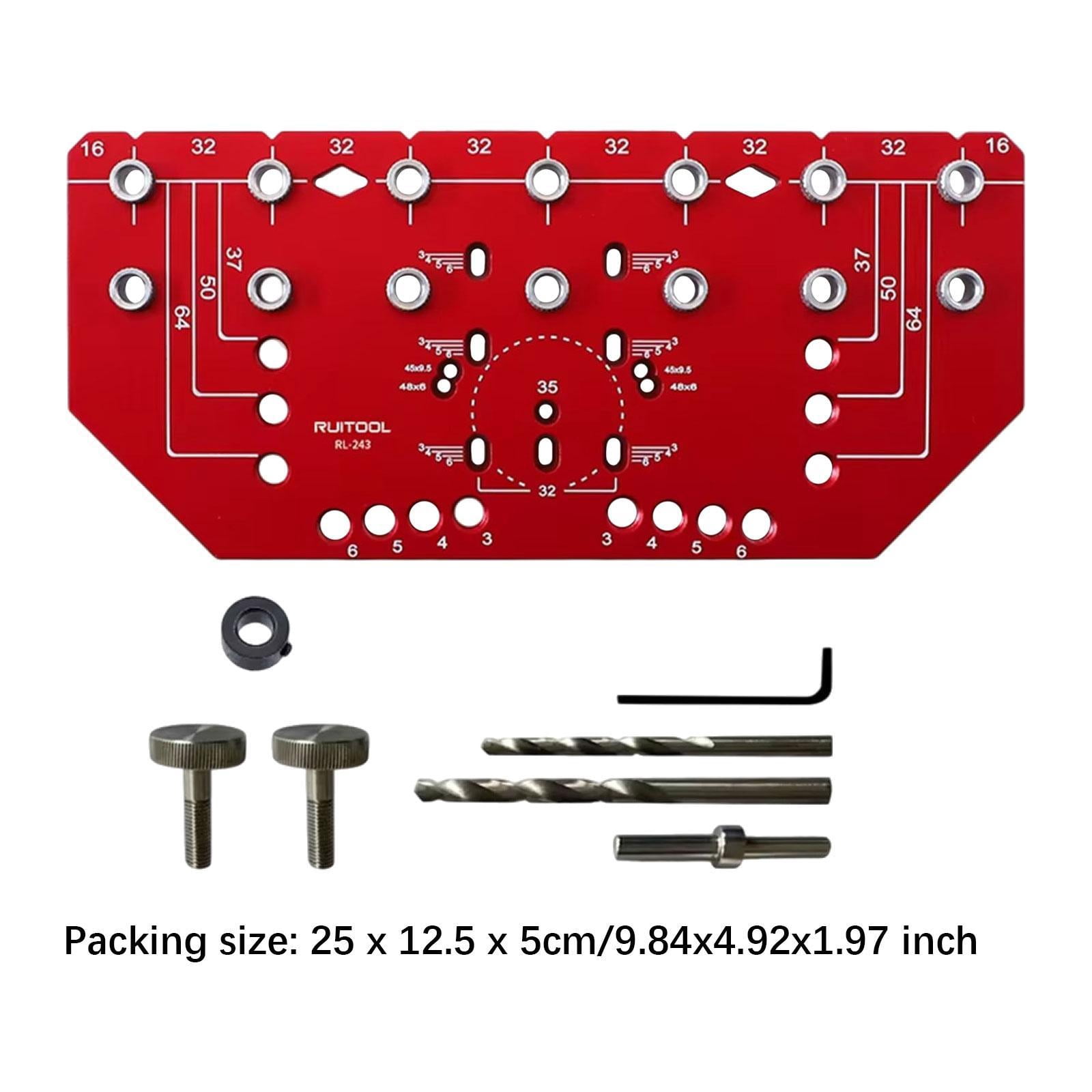 figatia Shelf Pin Jig and Hinge Jig 2-in-1 Metal Drillings Jig Aluminum Alloy Multifunctional Straight Holes Hardware Jig for Cabinet