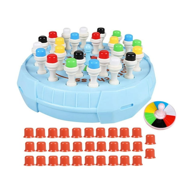 Juego de mesa de ajedrez 2 en 1, actividades de aprendizaje, divertido juego de mesa con clavija, regalo de vacaciones, juguetes educativos lógicos , azul