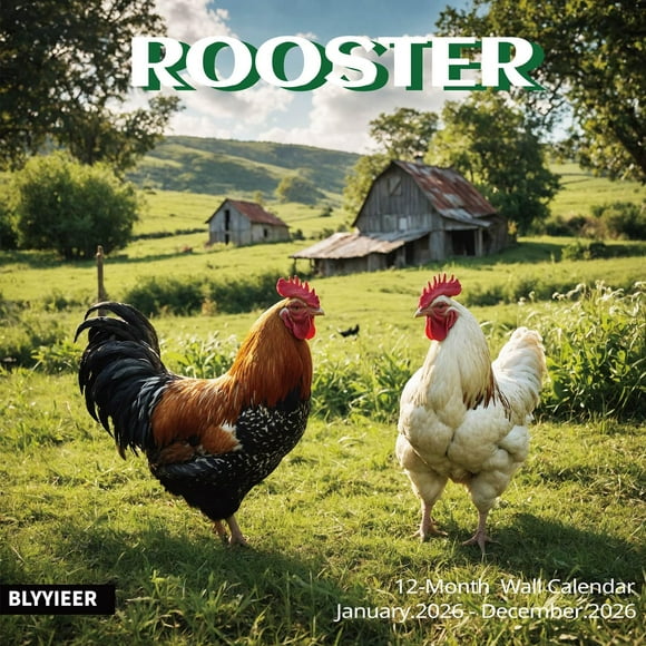 2026 Wall Calendar,Calendar 2026,Rooster Monthly Wall Calendar, 12" x 24" Open,Family Planner Calendar, Home & Office Organizer,Hangable