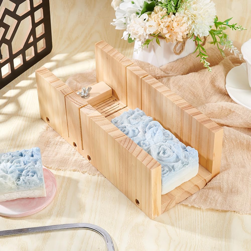 Wooden Soap Cutting Box Soap Loaf Cutter Soap Cutter Mold Adjustable Wood Soap Cutting Tool Soap Trimming for DIY Handmade Soap Making Candles Trimming 1 Piece 25x11.5x8.5cm