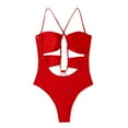 thumbnail image 6 of Bikinis for Women One Piece Hollow Out Bandage Swimsui Set Solid Color Sexy Show off Waist Bathing Suit, 6 of 9