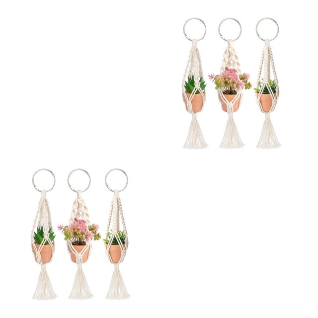 Moyic 3 Pieces Macrame Plant Hangers Net Indoor Flower Layout Pot Outdoor Hanging Bag Scene Fixator Holder Plants Hangers Planter Como se muestra 2piezas