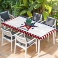 thumbnail image 2 of Independence Day Table Cloths for 4 Foot Rectangle Tables, Blue Red Star American Flag Striped Patio Waterproof Elastic Fitted Tablecloths, Washable Rectangular Table Cover for Camping, 2 of 8