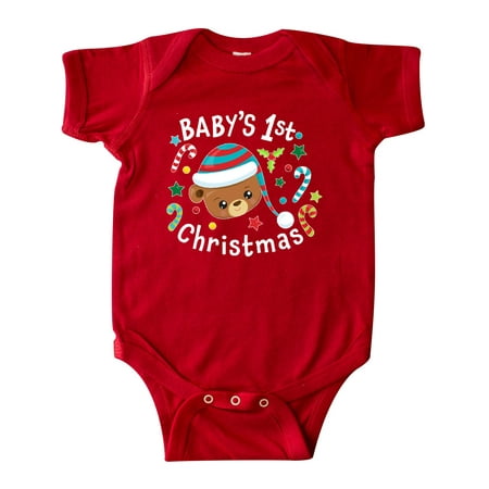 

Inktastic Baby s 1st Christmas Cute Bear with Candy Canes Gift Baby Boy or Baby Girl Bodysuit