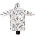 thumbnail image 2 of Oversized Wearable Blanket Hoodie,White Ballerina Unicorn Pattern Sherpa Blanket Hoodie with Super Pockets,Super Warm Fuzzy Pullover for Women & Men, 2 of 6