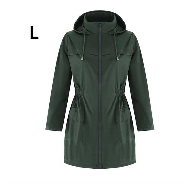Chaqueta deportiva para mujer Abrigo a prueba de viento impermeable al aire libre para niñas, Verde negruzco, L sidaley HA6452-18B