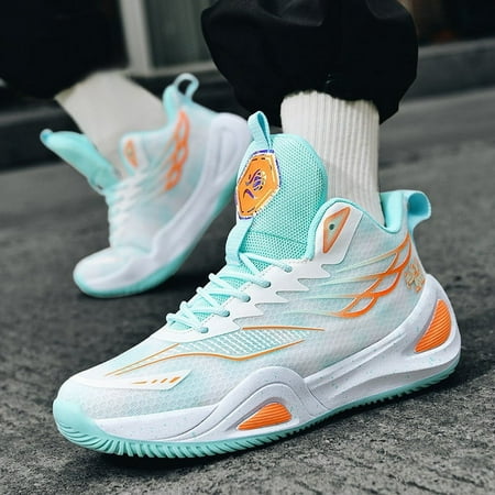 XIMIN Womens Mens Basketball Shoes Breathable Lightweight Fashion Athletic Sneakers Unisex Anti Slip Outdoor Sport Volleyball Shoes Casual Footwear (7, Mint Green)