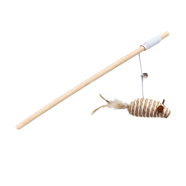 Twfbrm Pet Supplies Cats Toys Wooden Handles Cats Teasing Sticks Elastic Ropes and Linen Cloth Bells Cats Toys Toys Suitable For Cats Interaction for Cats Dogs