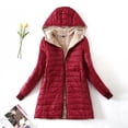 thumbnail image 2 of Chaqueta de algodón con capucha, cálida, de largo medio y polar de cordero para mujer, chaqueta de algodón de talla grande, 2 of 5