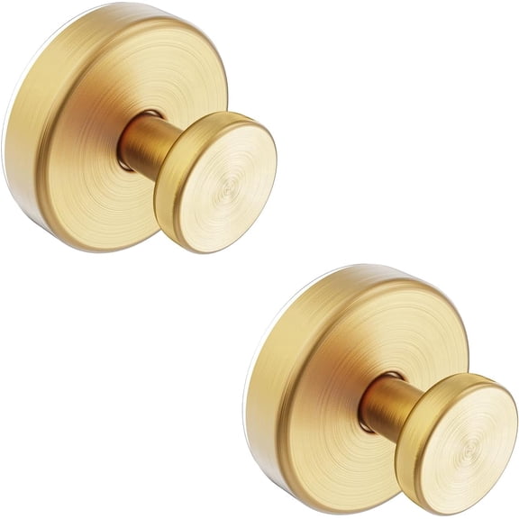 PLERISE Suction Cup Hooks for Shower, Stainless Steel Towel and Bathrobe Hangers, Gold, 2 Pack, for Glass Window and Bathroom