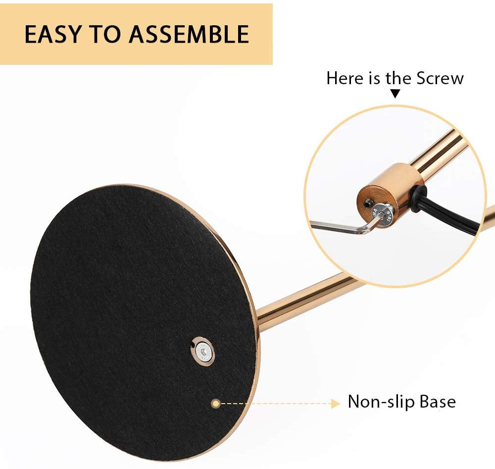 Gold Modern Desk Lamp Industrial Bedside Lamp for Bedroom Office Dormitory