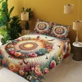 thumbnail image 2 of Ambesonne Floral Fitted & Top Sheet Set with Shams, Botanical Colorful Circle, Orange Evergreen Pink, 2 of 5