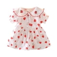 thumbnail image 1 of Robe d'Été Mignonne à Imprimé de Fraises à Col à Revers à Manches Courtes pour Filles pour et Fêtes, 1 of 7