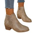 thumbnail image 5 of Women's Ankle Boots Leather Ankle Boots With Cut Out Design Low Heel Side Zipper Casual Fashion Footwear For Daily Comfort, 5 of 8