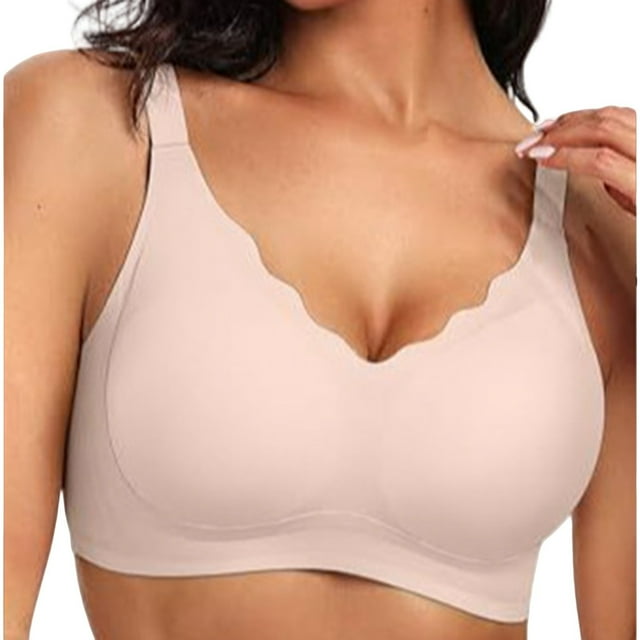 ManxiVoo Wireless Seamless Bralette for Women Full Coverage Support Comfortable Non Padded Everyday Wear Light Support Bra S Size Beige