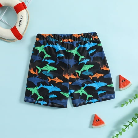

nsendm Toddler Kids Baby Boys Summer Print Shorts Quick Dry Beach Swimwear Swimming Trunks Boys Small Swimsuit Set Swimwear Black 2-3 Years