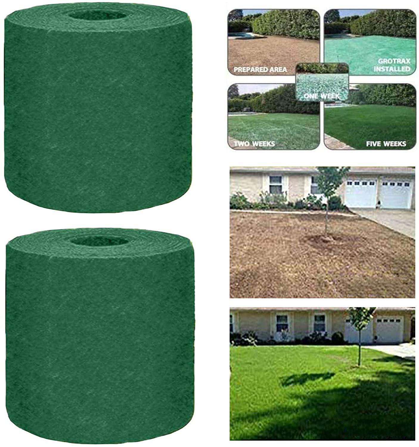 5 Roll 20*300cm Green Grass Mats Biodegradable Fertilizer Garden Picnic USA