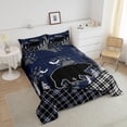 thumbnail image 3 of Rustic Bear Bedding Set Checkered Buffalo Plaid Quilt Teens Adult,Woodland Wildlife Comforter Set Twin Animal Paw Print Black White Grid Lattice Patchwork Duvet Insert,Farmhouse Decor, 3 of 5