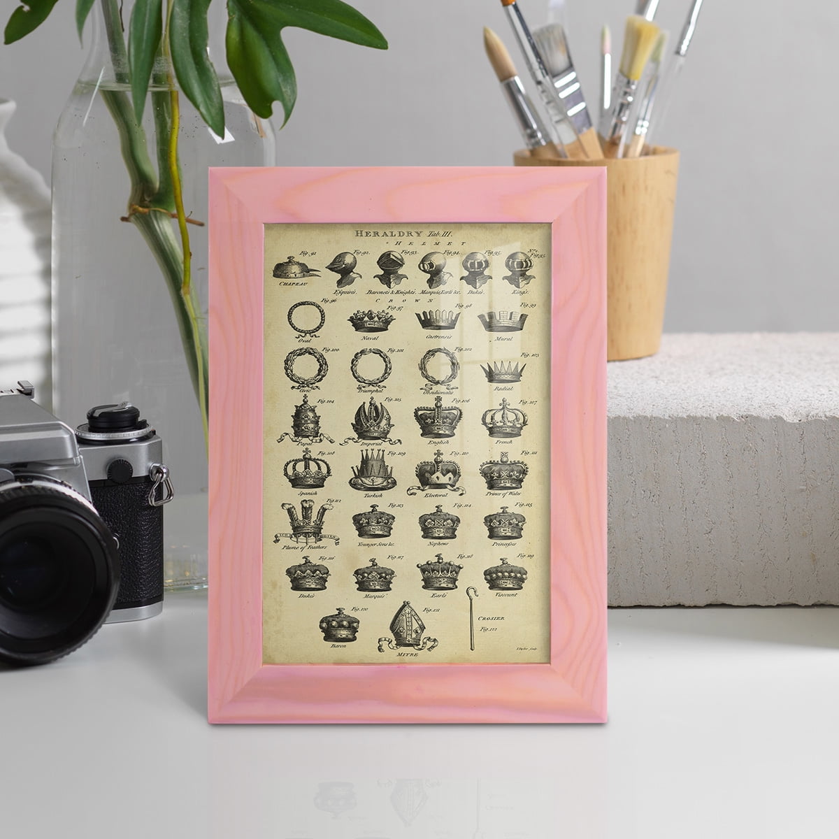 Deckled Encyclopediae IV (AS) -Framed Print w/glass-Sunset Pink