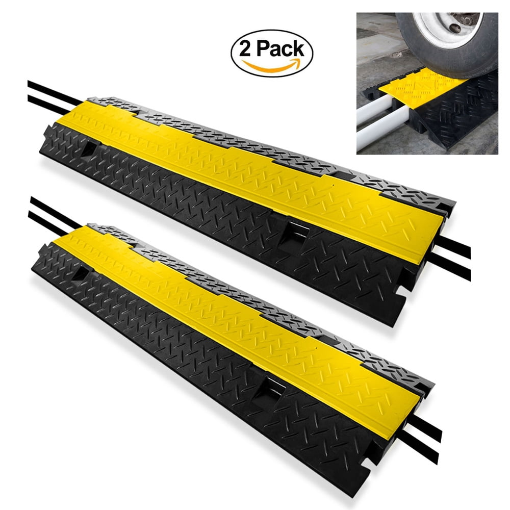 Pyle PCBLCO103X2 Cable Protector Cover Ramps Cord/Wire Safety Concealment Floor Tracks with