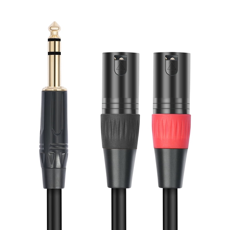 2X Jack 6.35mm 1/4 TRS Stereo to Double XLR Male Audio Cable Extension Cable Y Splitter Audio Cable 300cm