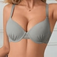 thumbnail image 4 of Kvture Push Up Bra Smoothing Underwire T-Shirt Bras for Women Deep Plunge Lift Up Padded Cup Gray Bra 70B, 4 of 7
