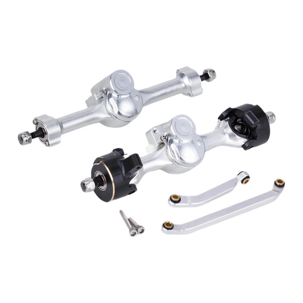 Conjunto de ejes delantero y trasero RC con manguetas de dirección para coche RC a escala 1/30 Plata
