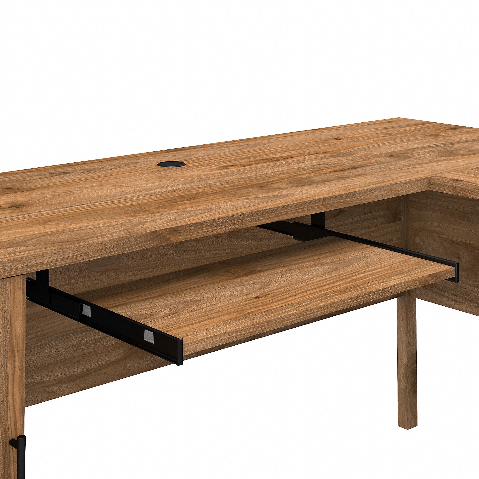 Bush Furniture Somerset 72" L Desk and Hutch with Storage, Fresh Walnut