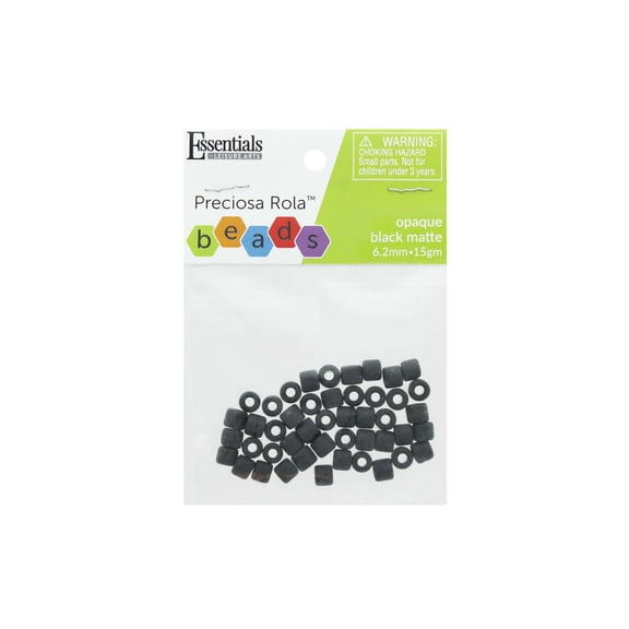 Essentials by Leisure Arts Czech Rola Bead Opaque Black Matte 6.2mm 15gm – Czech Glass Beads for Jewelry Making, Czech Beads for DIY Bracelets, Necklaces, and Craft Projects