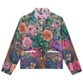 thumbnail image 4 of Jackets for Women Winter Coat Jackets Flannel Stand Collar Jacket(Exotic Floral Jungle Bloom,Size:S-4XL), 4 of 7
