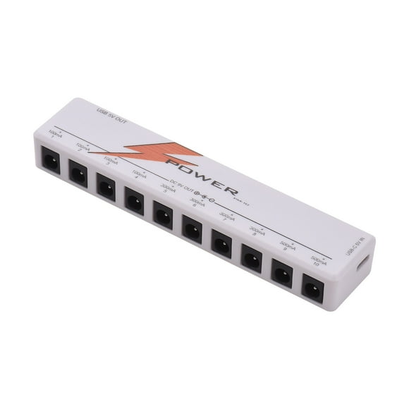 Alimentation de Pédale de Guitare Compacte à 10 Canaux avec Protection contre les Courts-Circuits, Indicateurs LED et Sortie USB pour des Performances Musicales Améliorées