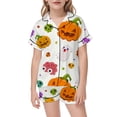 thumbnail image 4 of SJLDQY Halloween Girls Pajama Sets Hallowmas Print Short Sleeve Shirts and Shorts 2 Piece Sets Casual Sleepwear Button Down Pjs for Girls, 4 of 5