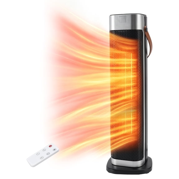 Space Heater with Remote & Touch Control–3-Speed Fan, 1500W Quiet Heater, 70°oscillation, 12-Hour Timer, Overheat & Tip-Over Protection, Portable Handle for large room