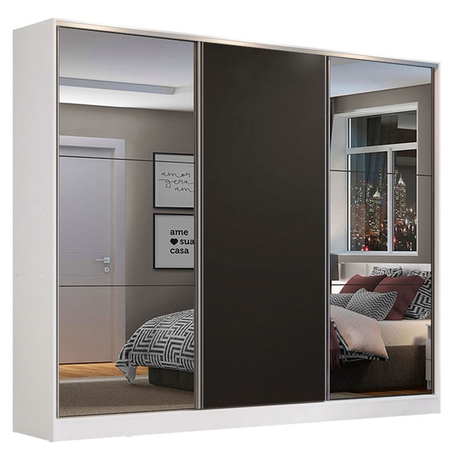 Ropero Closet Madesa 3 Puertas 2 Espejo B/N
