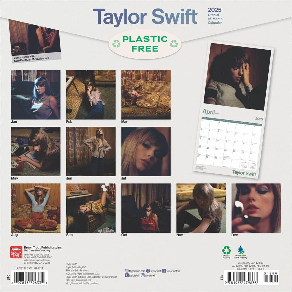 BrownTrout, Taylor Swift 16 Month 2025 Wall Calendar